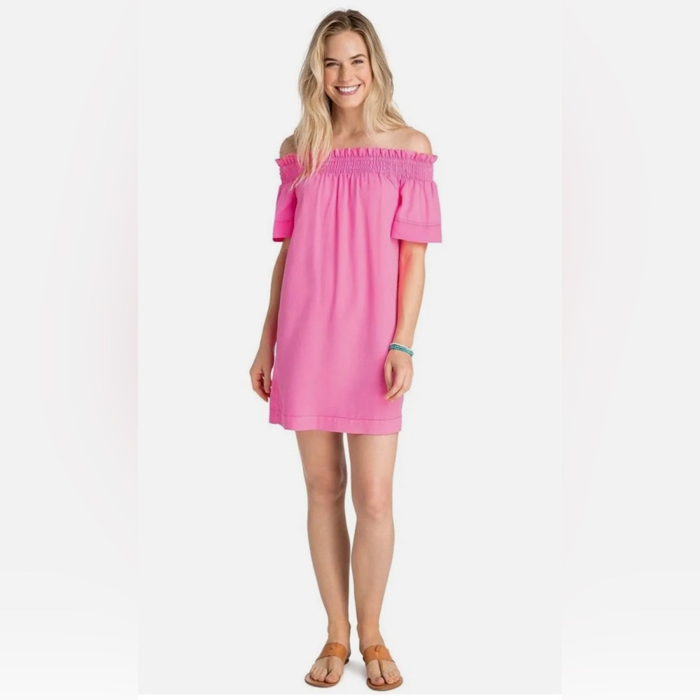 Pink Vineyard Vines off the shoulder dress